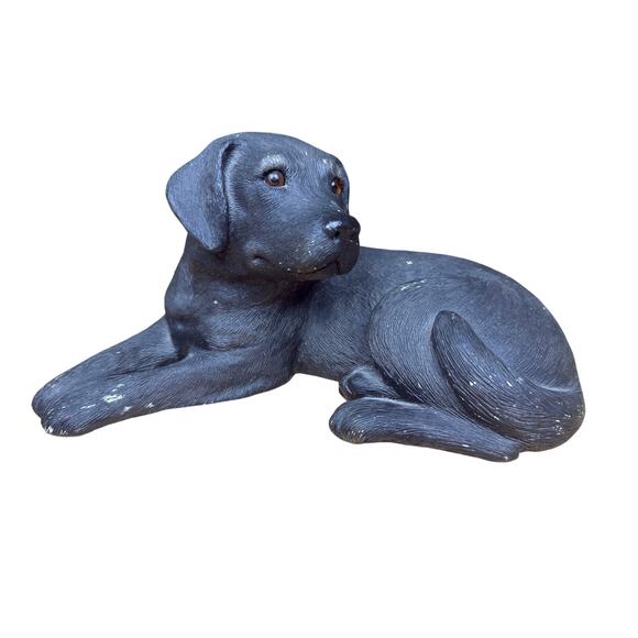 Sandicast Black‎ Labrador Sandra Blue 1984 Vintage Dog Pet Statue Lab Sculpture - Picture 1 of 12